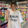 748 #200g pure cotton new spring and summer medium and long loose large size fat MM short-sleeved t-shirt women