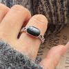 Xiaomi 925 Sterling Zilveren Ringen voor Vrouwen Koppel Minimalistisch Handgemaakt Eenvoudige Zwarte Steen Ring Fijne Sieraden Cadeau Voorkom Allergie