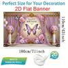 2D Elegant Purple Butterfly Birthday Backdrop Banner Floral Curtain Happy Birthday Party Decor Background