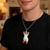 Three-Headed White Goose Keychain Pendant Necklace Earrings Three-Dimensional Relief Resin Hand-Painted Lightweight Necklace Jewelry Gift Accessories