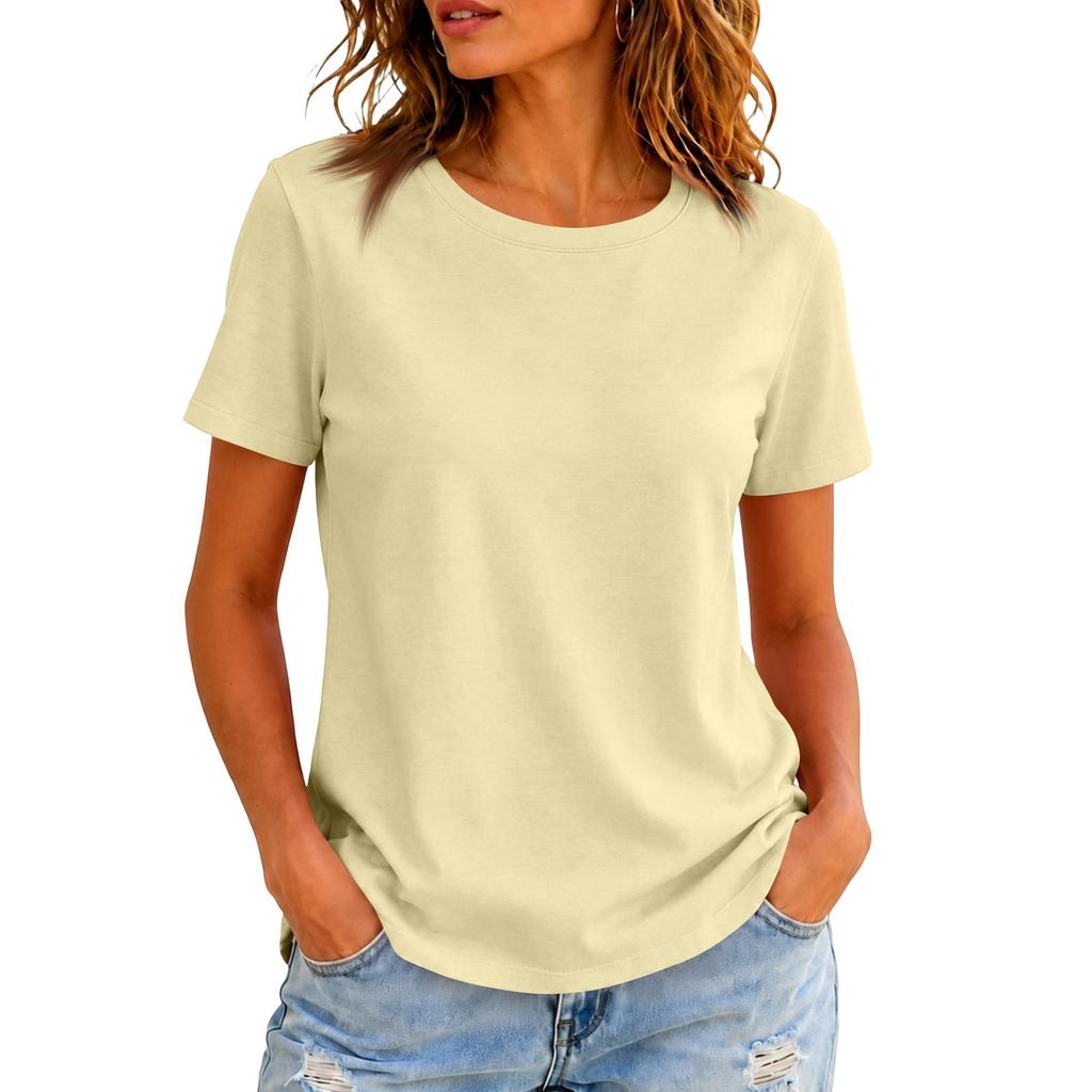 Women's Casual Short Sleeve Color T-Shirt for Everyday Wear