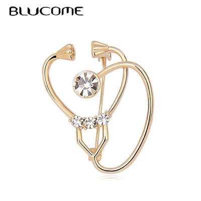 Neue Design Goldene Stethoskop Brosche für Frauen Kragen Schal Party Corsage Brosche Zubehör Geschenk