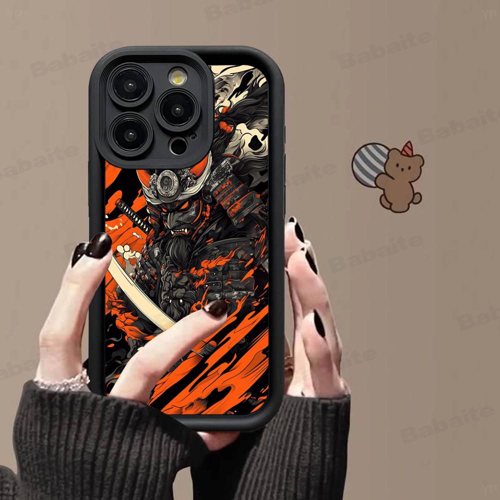Japonia Twarz Ducha Samuraj Etui na Telefon Dla IPhone 17 16 15 13 11 12 14 Pro Max Plus Silikonowa Osłona