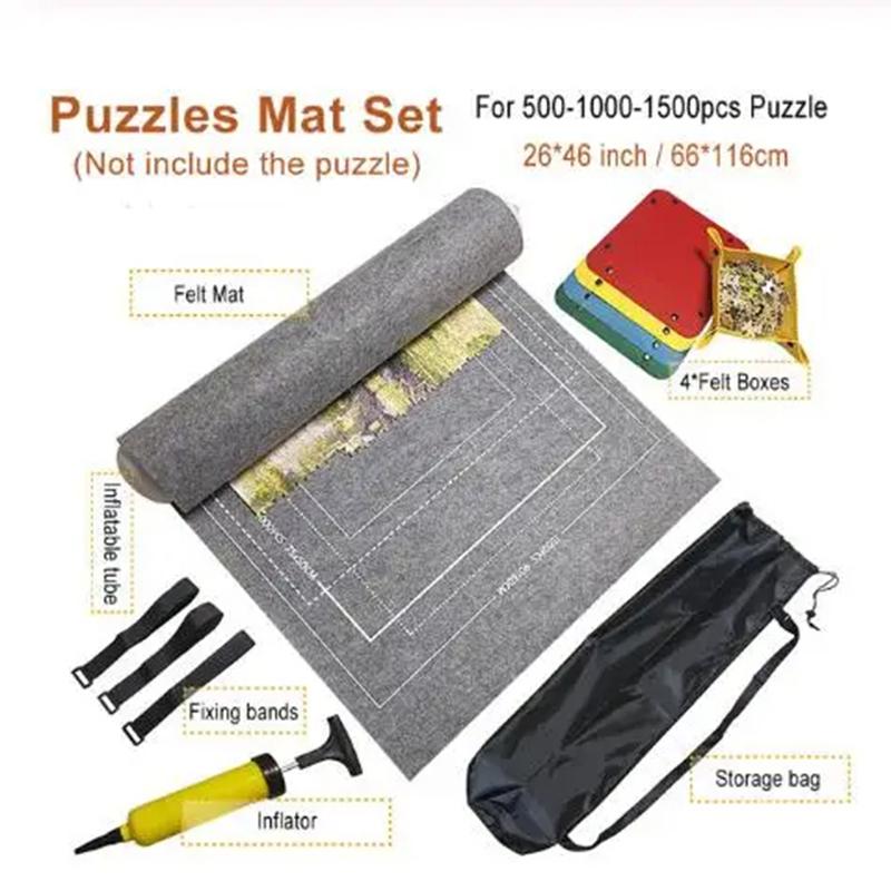 1500-3000Pcs Felt Puzzle Mat Set 10Color Available Puzzle Playing Blanket With Portable Travel Storage Bag Puzzle Accessories