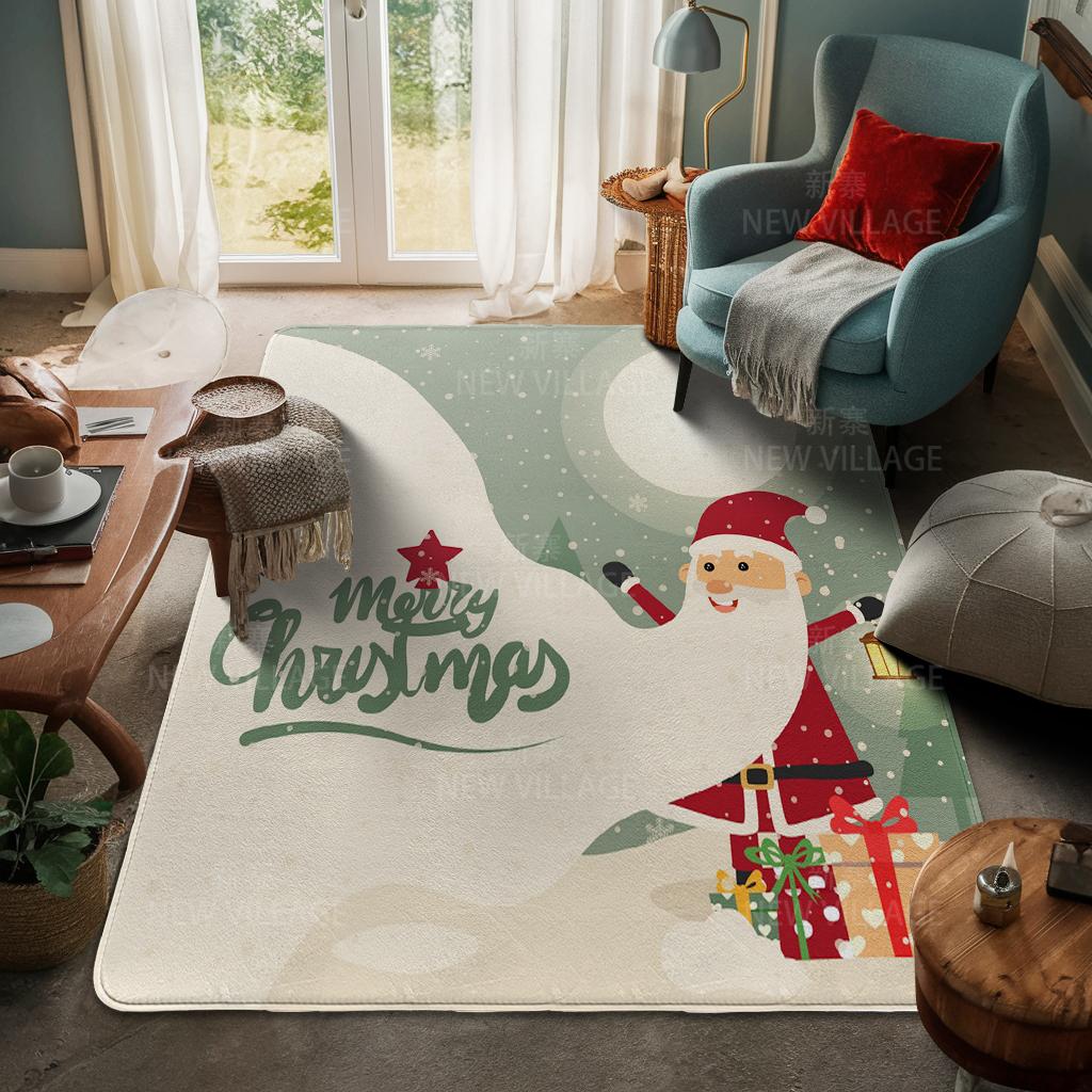 House Entrance Carpet Home Door Mat Living Room Bath Foot Bathroom Non-slip Water Absorption Rugs Bath Merry Christmas Winter