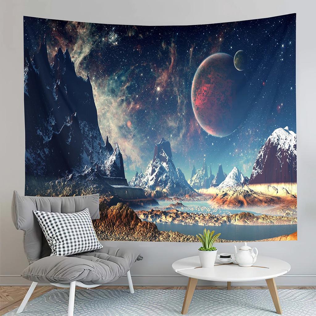 Fantasy Galaxy Tapestry Universe Outer Space Earth Landscape Tapestry Wall Hanging Decor Tapestries Bedroom Living Room Dorm
