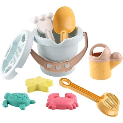 Sandspielzeug-Set, 9-teiliges Sandkasten-Spielzeug-Set mit Strandformen, Strandeimer, Strandschaufel, Werkzeugset, Sandkastenspielzeug, Strandspielzeug für draußen und Wasserspielzeug für Kinder