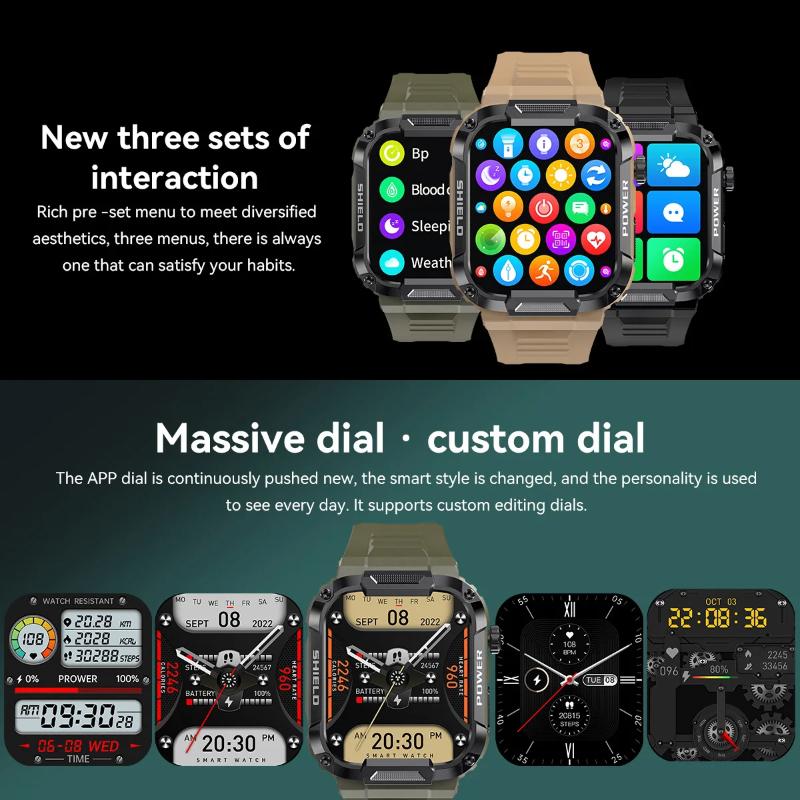 2025 Ny Smartwatch til Mænd Militær Sundhedsmonitor AI Stemme Bluetooth Opkald Fitness Vandtæt Sport Smartwatch til Xiaomi IOS Android