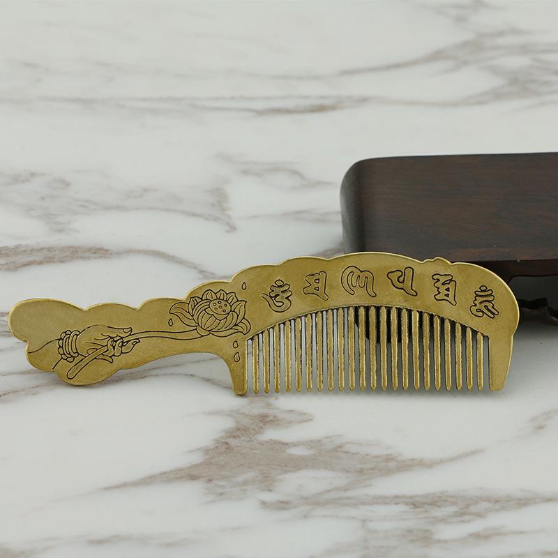 Påfugl Kobberkam Hjem Toalettbord Dekorasjon Vintage Ren Messing Kam Figurer Sminke Hårkam Håndlagde Håndverk Gaver