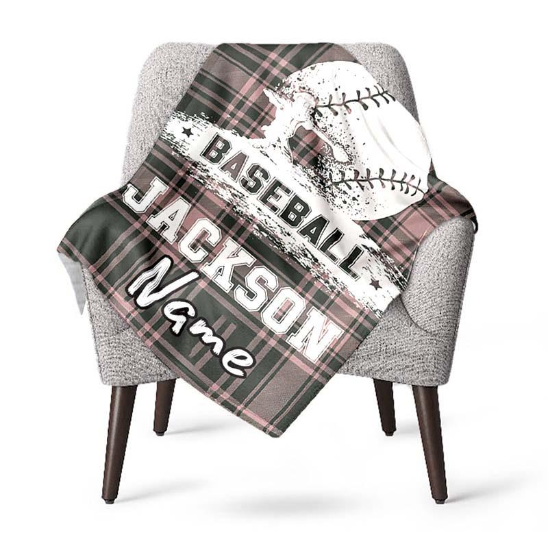 Plaid Baseball Customize Your Name Blanket Warm Comfortable And Soft Blankets Are Suitable For Home Chairs Office Sofas Sofas Office Camping And Gifts