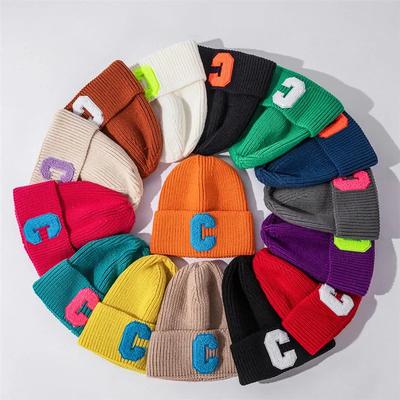 Einfache Wintermütze aus Wolle mit großem C-Buchstaben, Damen, Herren, Unisex, dicke, warme Outdoor-Mütze, Hip-Hop-Sportmütze, Skimütze, Strickmütze, Konsole