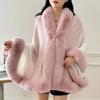 Women's Fashionable Knitted Fur Collar Cardigan Coat - Stylish High-End Autumn/Winter Outerwear Sweater Shawl