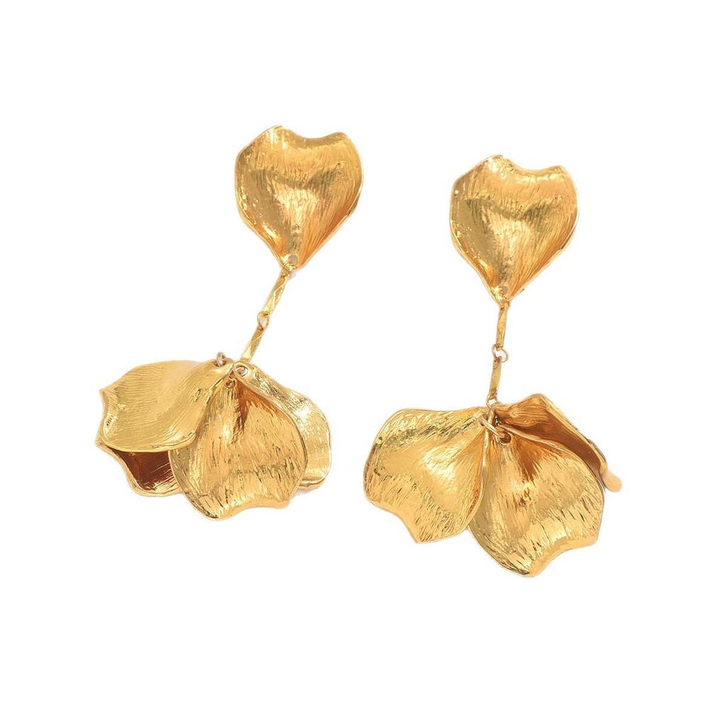 European and American Niche Alloy 3D Flower Design High-End Fashion Earrings