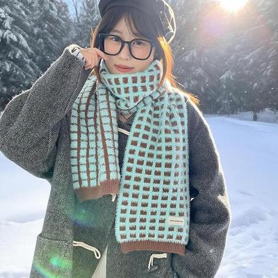 Köstlicher Waffel-Koreanischer Doppelseitiger Karoschal - Weicher, Bequemer und Niedlicher Halswärmer für Frauen