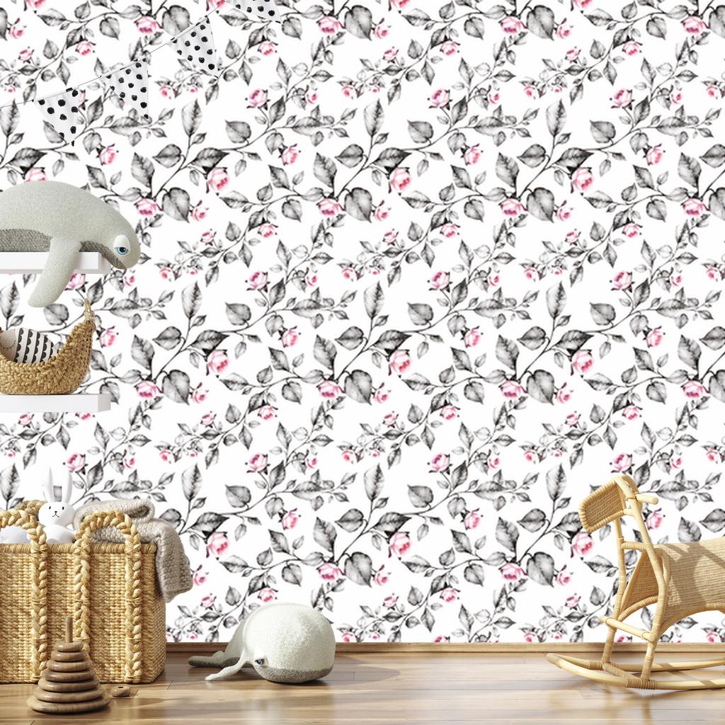 Wallpaper Flowers and Roses Leaves for Living Room and Bedroom 50x1000