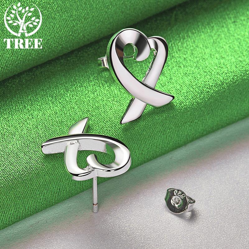 Sweet 925 Sterling Silver Heart Stud Earrings Romantic Valentine's Day Jewelry Women's Anniversary Party Gift Accessories