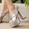 Women's High-heeled Sandals Sexy European and American Style Summer New Waterproof Table Thick Heel Large Size Solid Color Sandals