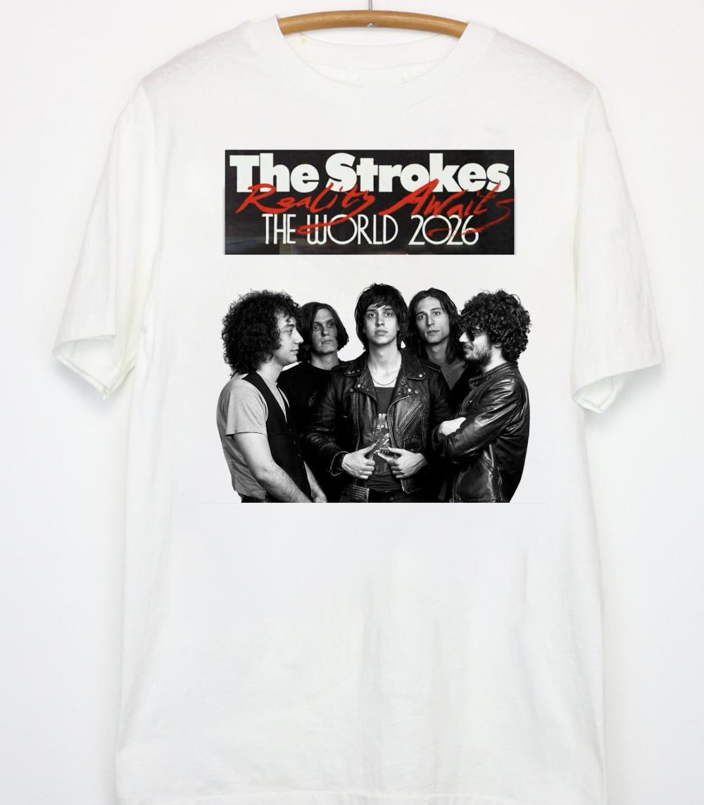 The Strokes Tour Reality Awaits the World 2026 White Shirt L344 S