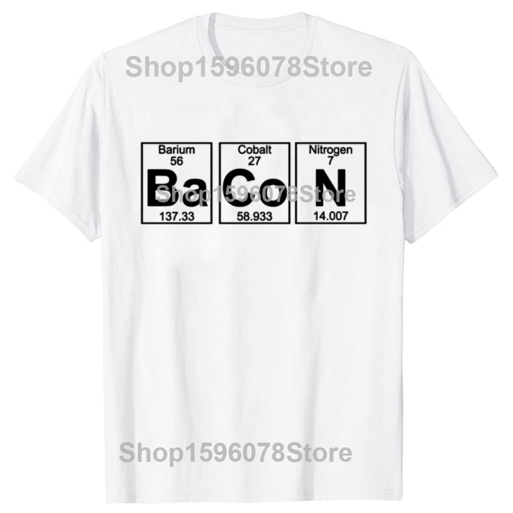 Vintage Food Love The Chemistry of Bacon Science Graphic Tshirt Men Women Hip Hop Oversized T Shirt 100 Cotton Comfort S