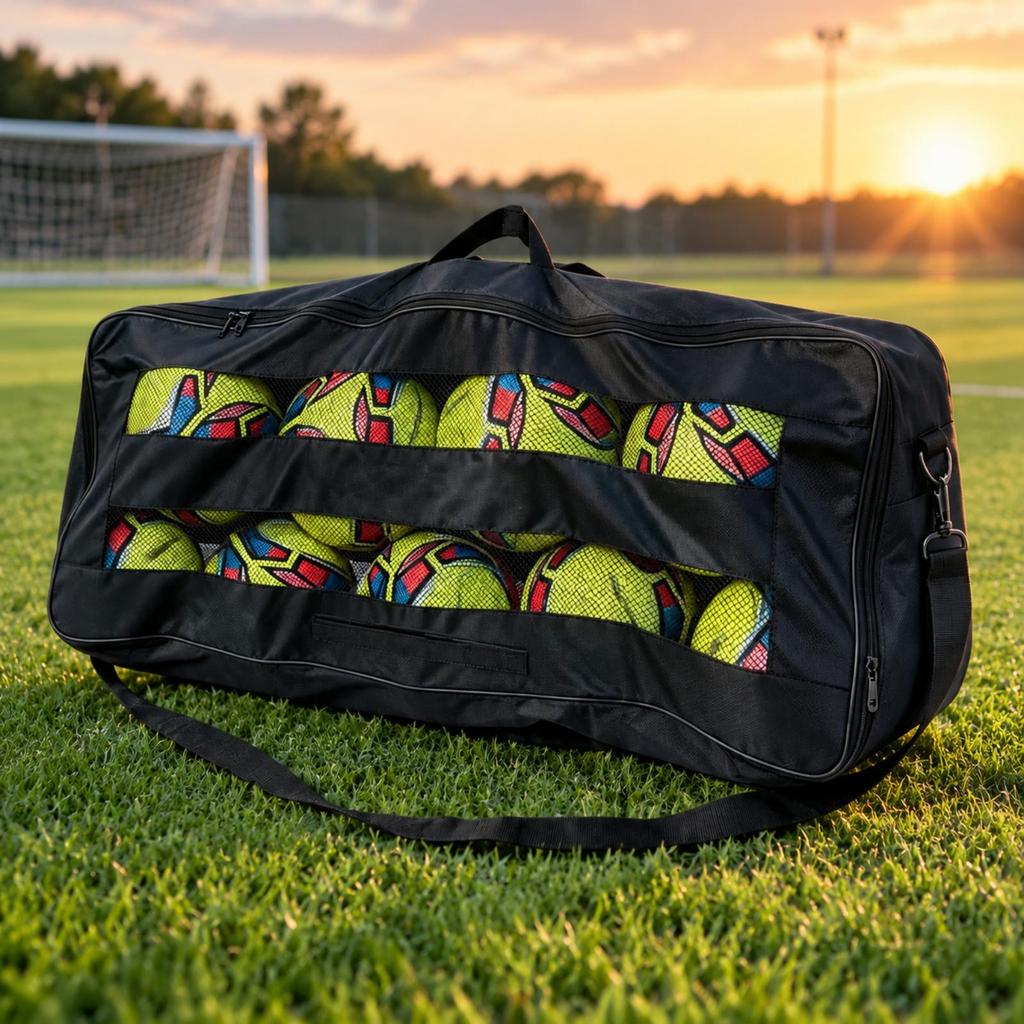 Athletic Gear Bag with Mesh Windows Adjustable Sports Ball Shoulder