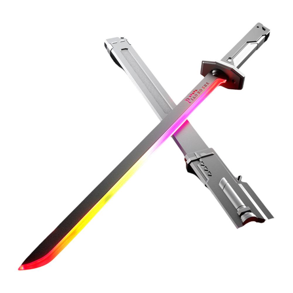 Colorful Streamer Glowing Sword Toys with Spark & Smoke Effect Light Sword Kids Adult Toys Cosplay Katana Sword Prop Toys