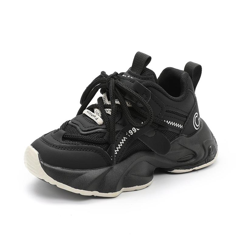 

Solid color children s sports shoes spring 2025 popular fashion baby girl running shoes boys mesh breathable shoes 26-31 yards, 6 pairs in one hand чорний
