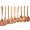 Teak Non-Stick Long-Handle Solid Wood Pan and Acacia Wood Kitchenware Set