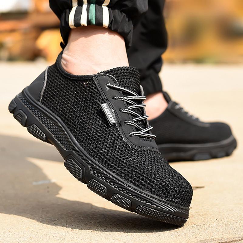 

Oulylan Summer Breathable Mesh Safety Shoes Men Steel Toe Anti Smashing Work Footwear Casual Anti Piercing Protection Boots 46
