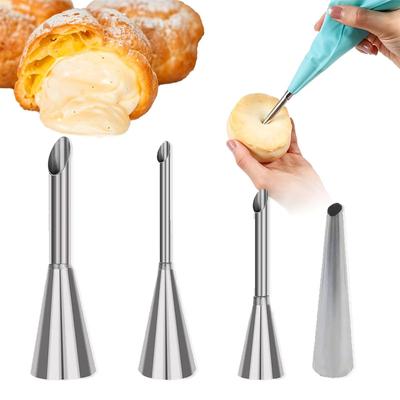 4Pcs/set Piping Nozzle Set, Stainless Steel Decorating Tips for Cake Cupcake Cookie Cream Icing, Baking Tools for  Baker