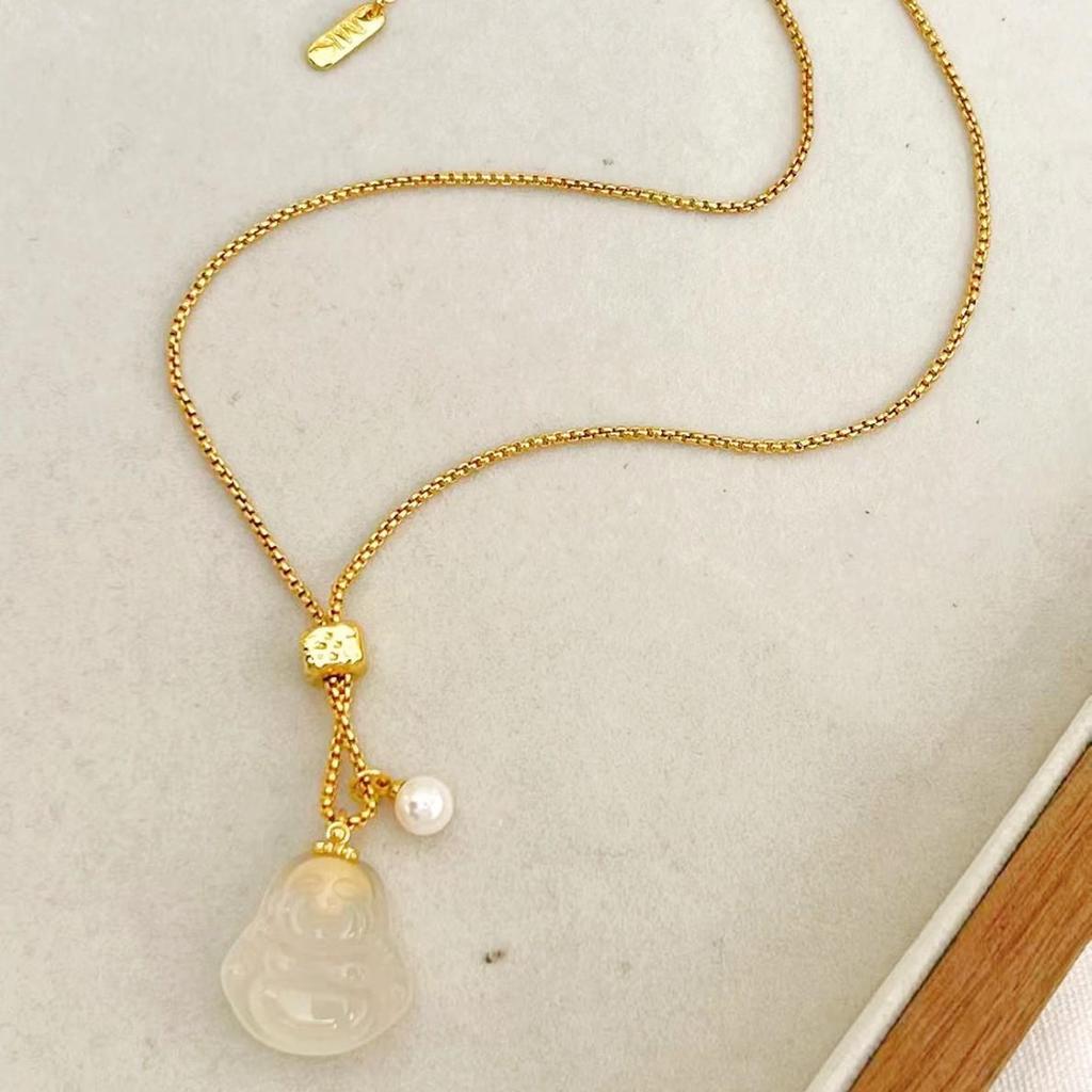 Maitreya Buddha Festive Necklace - High-End Chinese Fashion Jewelry Sweater Chain