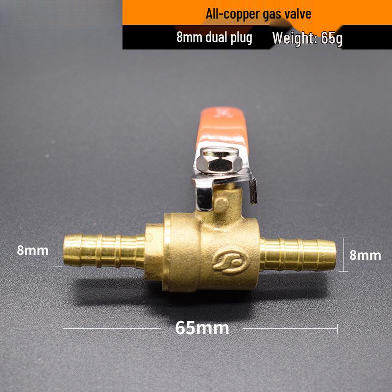 Copper/Gas Ball Valve with Hose Barb: 1/2", 3/8", 1/4" Plug, 8/10/12mm Drain Valve/Gas Nozzle.