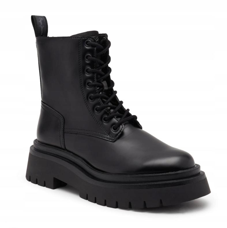 Pepe Jeans Queen Bass Damskie Buty Czarne Botki Sznurowane 39 Awe