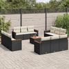 Vidaxl 13-Cz. Garden Furniture Set, Cushions, Black, Rattan PE