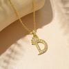 Gold-Plated Zircon Crown Letter Pendant Necklace - Women's Versatile Choker