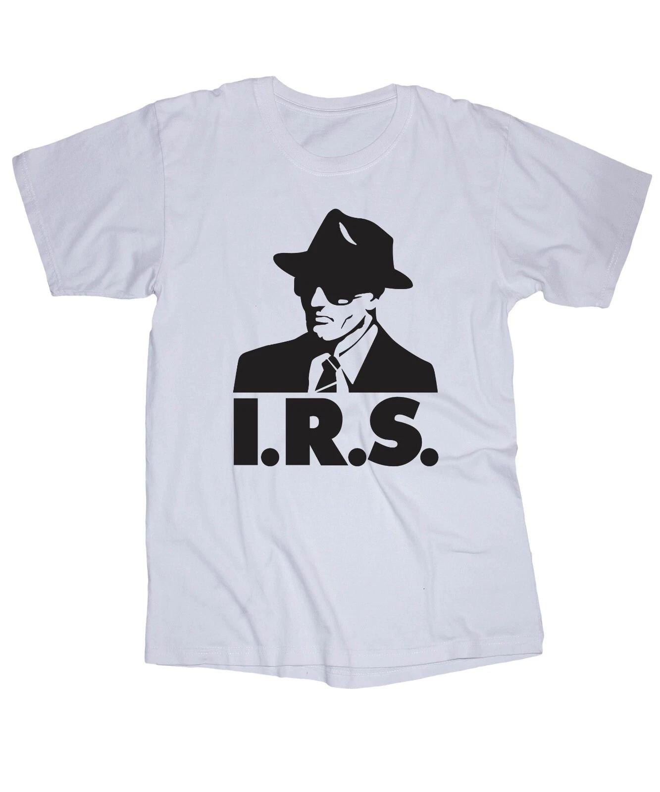 I.R.S. record logo white T-shirt IRS Music Label Punk New Wave S