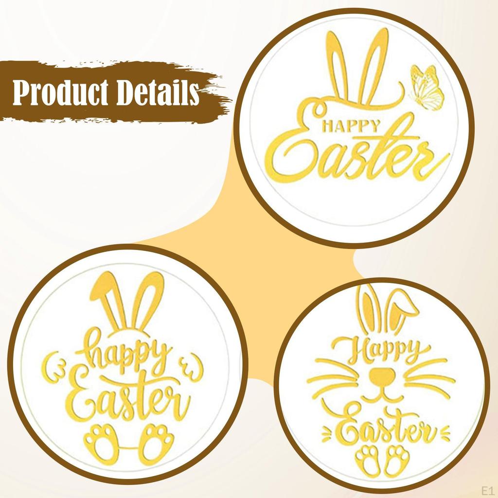 500 Pieces Easter Stickers Clear Gold Foil Design Self Sticky Bunny Gift Tags for