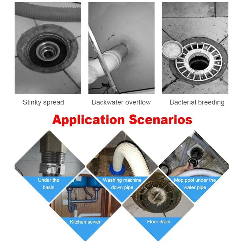 1pcs Drain Pipe Leak-proof Sealing Gasket Rubber Pipe Hose Prevent Dripping Leakage Plug Kitchen Pipe Deodorant Sealing Plug