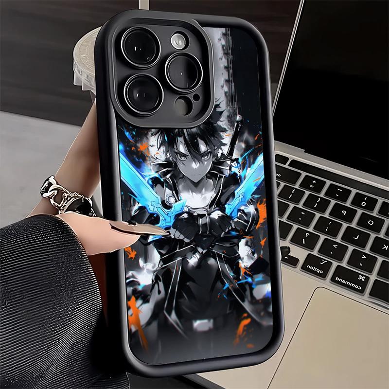 

Phone Case for iPhone 17 Air 16E 15 16 Pro Max Sword Art Online Kirito Cover 14 Plus 13 12 Mini Soft Shell Silicone Fundas iPhone 15