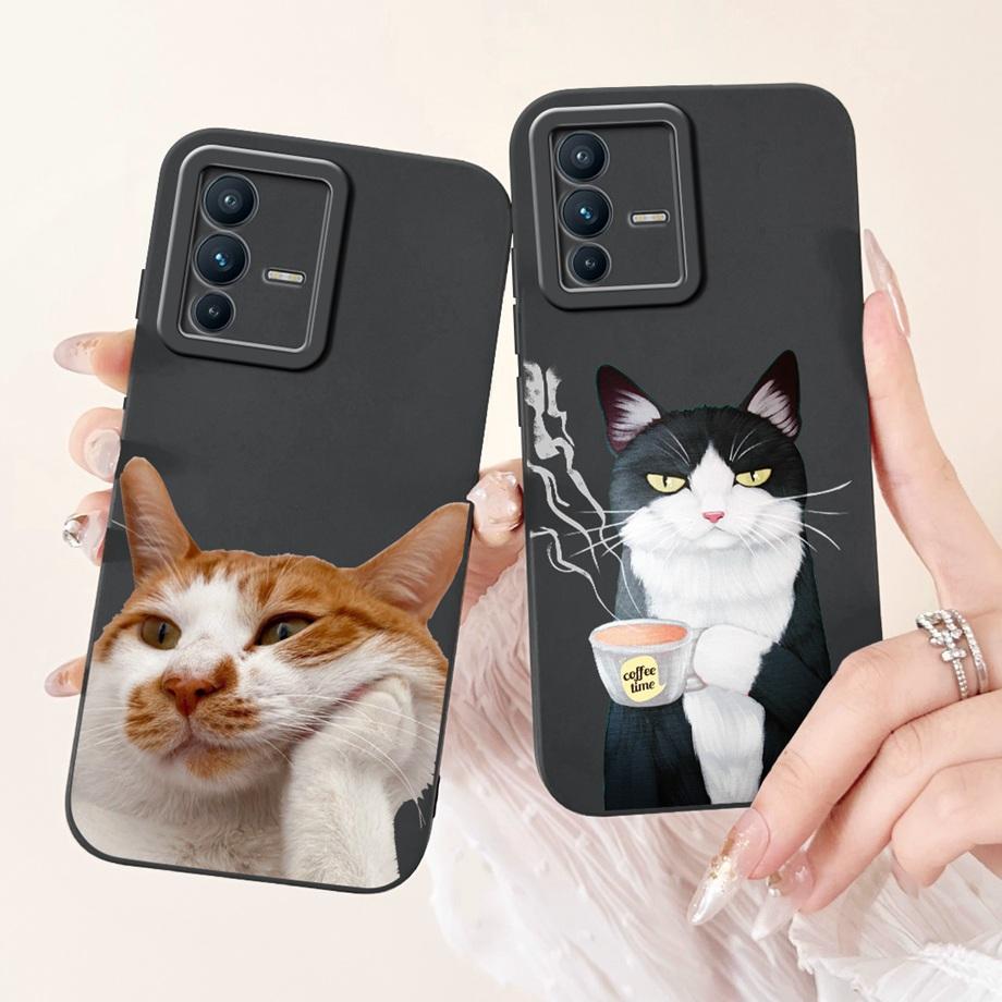 Lovely Painted Phone Case For Vivo V23 5G V23e V23 Pro Silicone Anti-knock Soft Cover Funda Vivo V2130 V2132 Panda Cat Animals