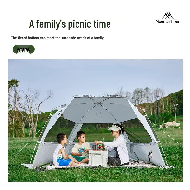 Mountain Outdoor Quick-Open Dome Tent with Detachable Sunshade