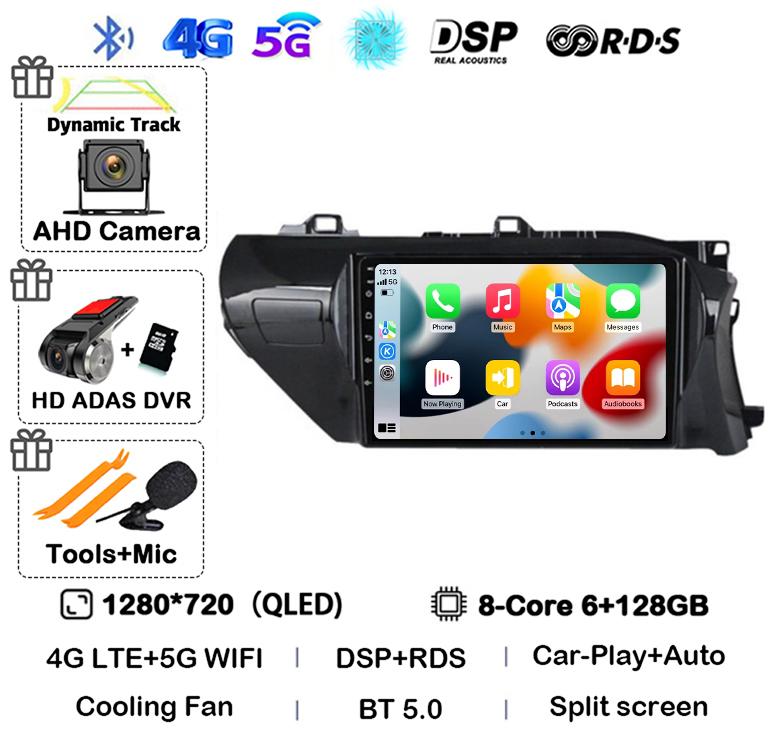 Android 14 Carplay Auto WIFI Car Radio For Toyota HILUX REVO VIGO IMV 2016  2017 2018 2019 2020 RHD GPS Multimedia Player Stereo