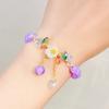 Cute Kids Glass Beaded Bracelet Princess Cartoon Crystal Flower Charm Bangle Handmade Jewelry Gift For Girls Students