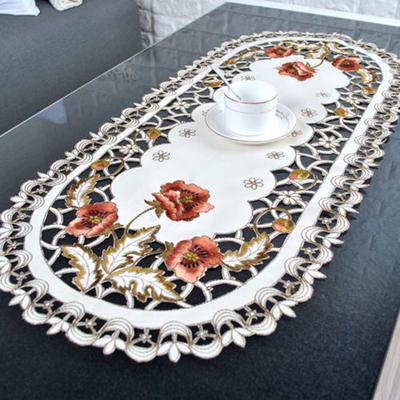 Tischdecke Party Ornament 40*85cm Oval Gesticktes Blumen Nützlich