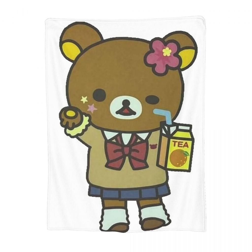 Baby Rilakkuma And Friends Cute Design Blankets Soft Warm Flannel Throw Blanket Bedding for Bed Living room Picnic Travel Couch
