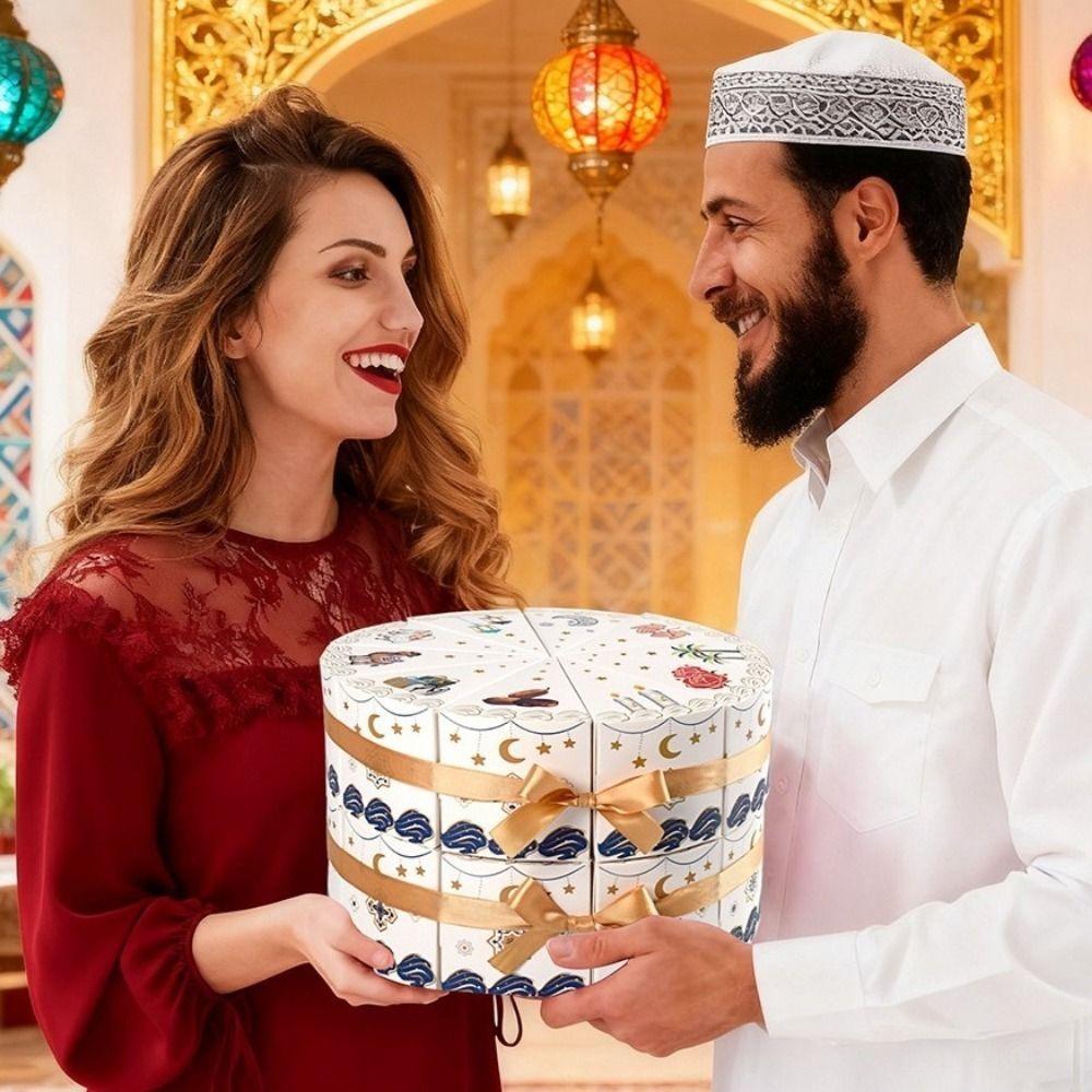 10 kusů/sáček Papírová dárková krabička ve tvaru dortu Střední východ Trojúhelníkové krabičky na balení dezertů Roztomilá krabička na dárky k ramadánu Párty