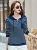 Trendy Women's Striped Long Sleeve Hoodie - Autumn/Winter Casual Sweatshirt
