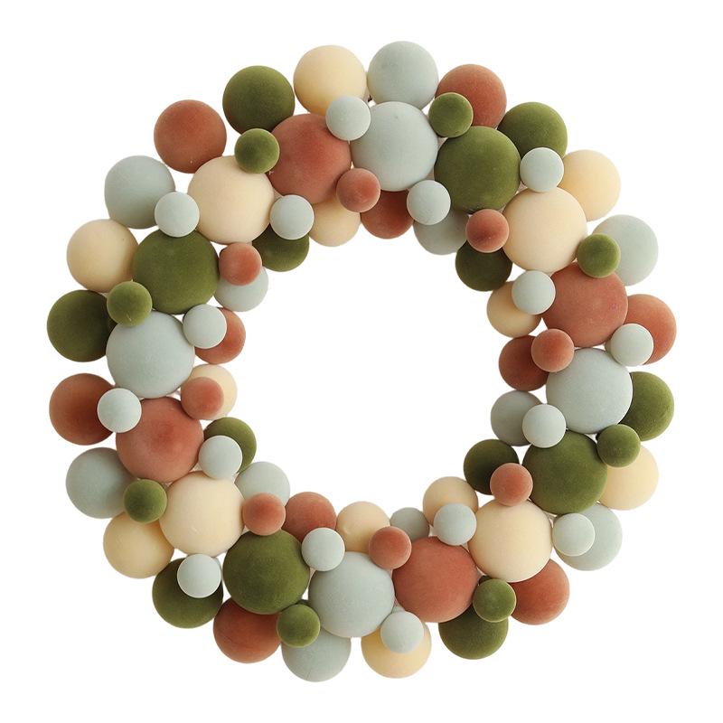 Colorful Flocked Christmas Ball Wreath for Tree, Wall, or Door Decoration