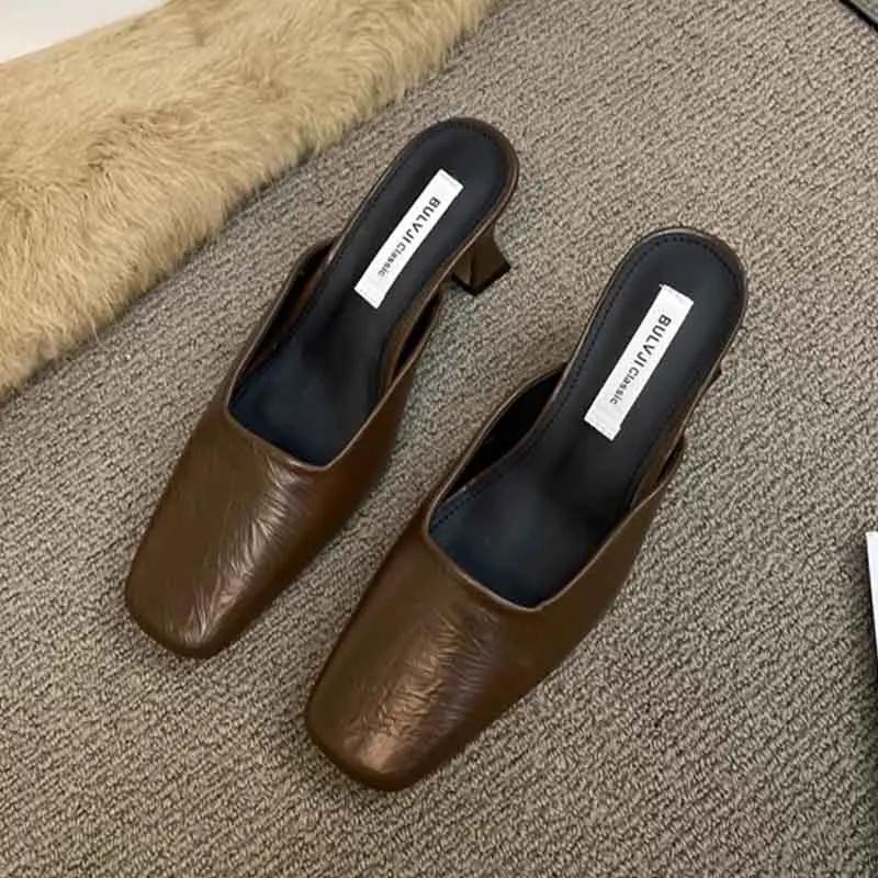 Fashion Sexy High Heels Women Slippers Fashion Elegant Mules Shoes Heeled Sandals 2025 Summer Fashion Slides Pumps Luxury Mujer Zapatos