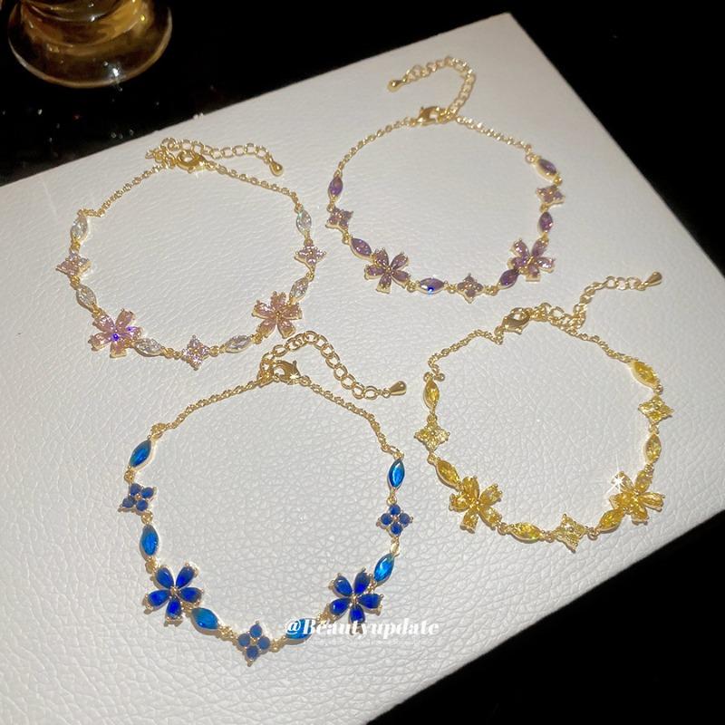 Zircon flower water drop exquisite fashion adjustable bracelet light luxury high sense bracelet personality elegant versatile jewelry