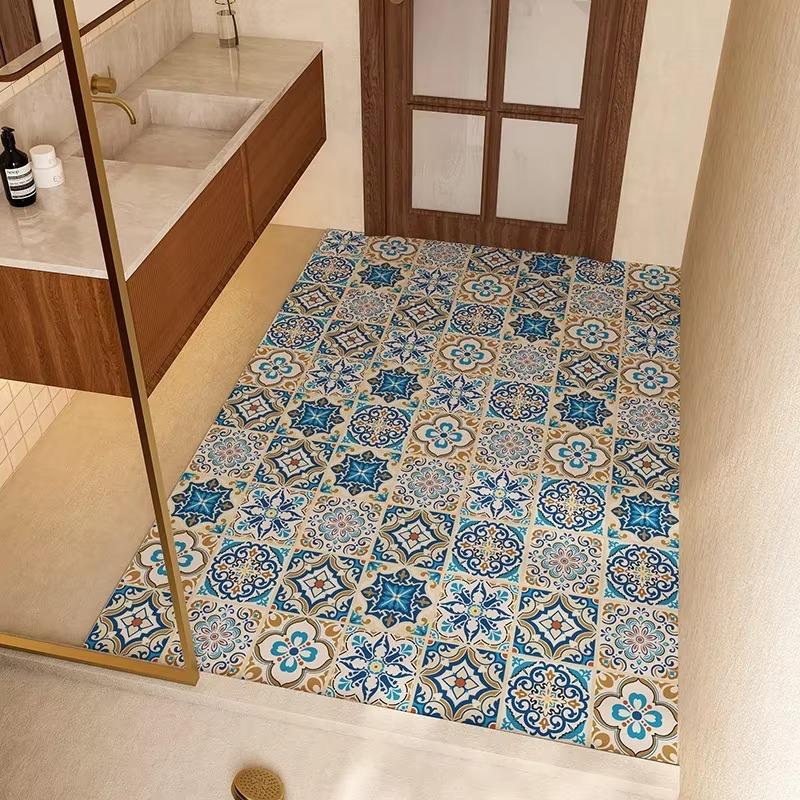 Bathroom Floor Mat Absorbent Quick-drying Carpet American Retro Style Diatom Mud Non-slip Foot Mats Large Size Toilet Door Rug